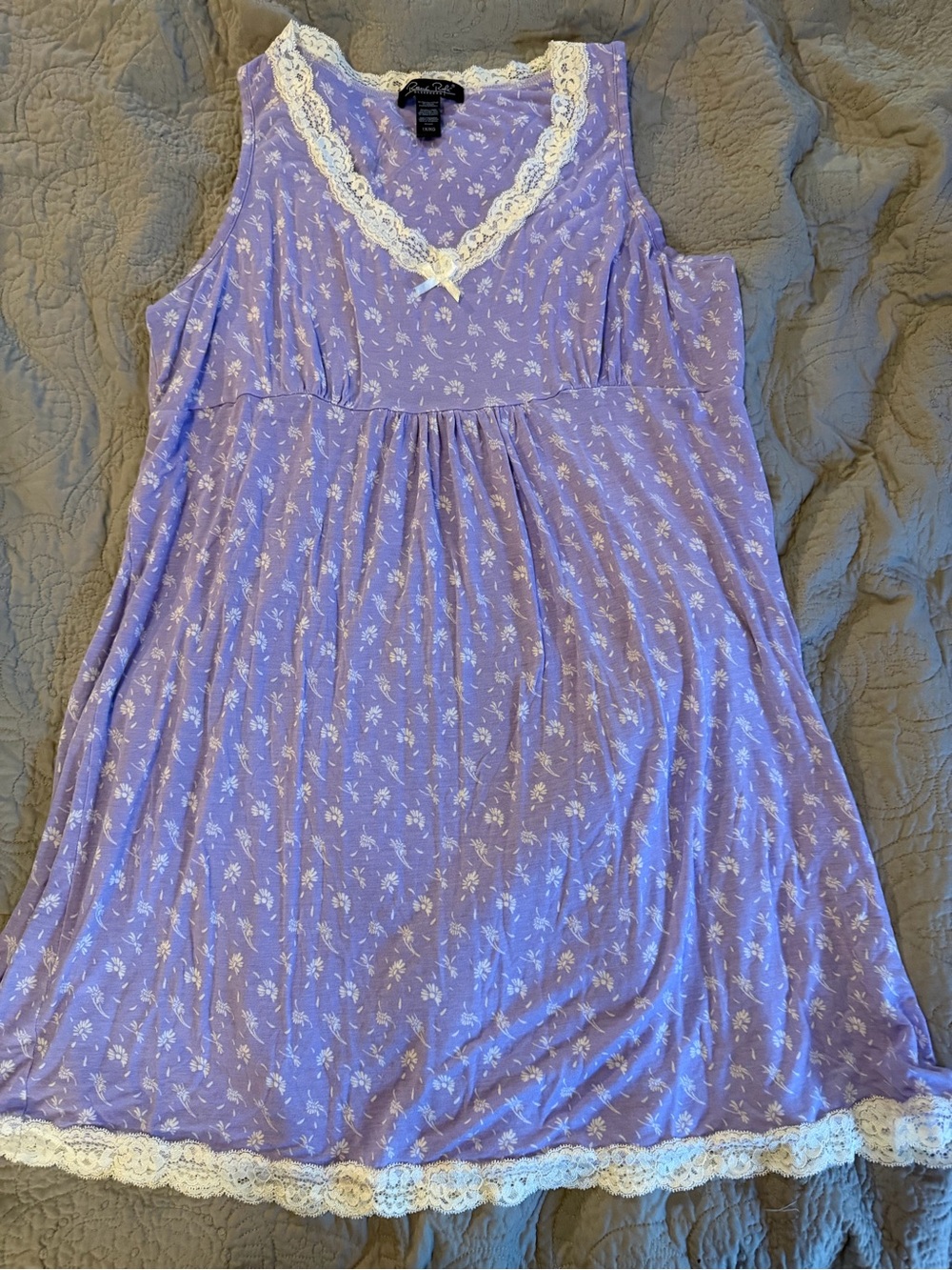 Lavender Floral Lace-Trim Nightgown Rene Rolfe